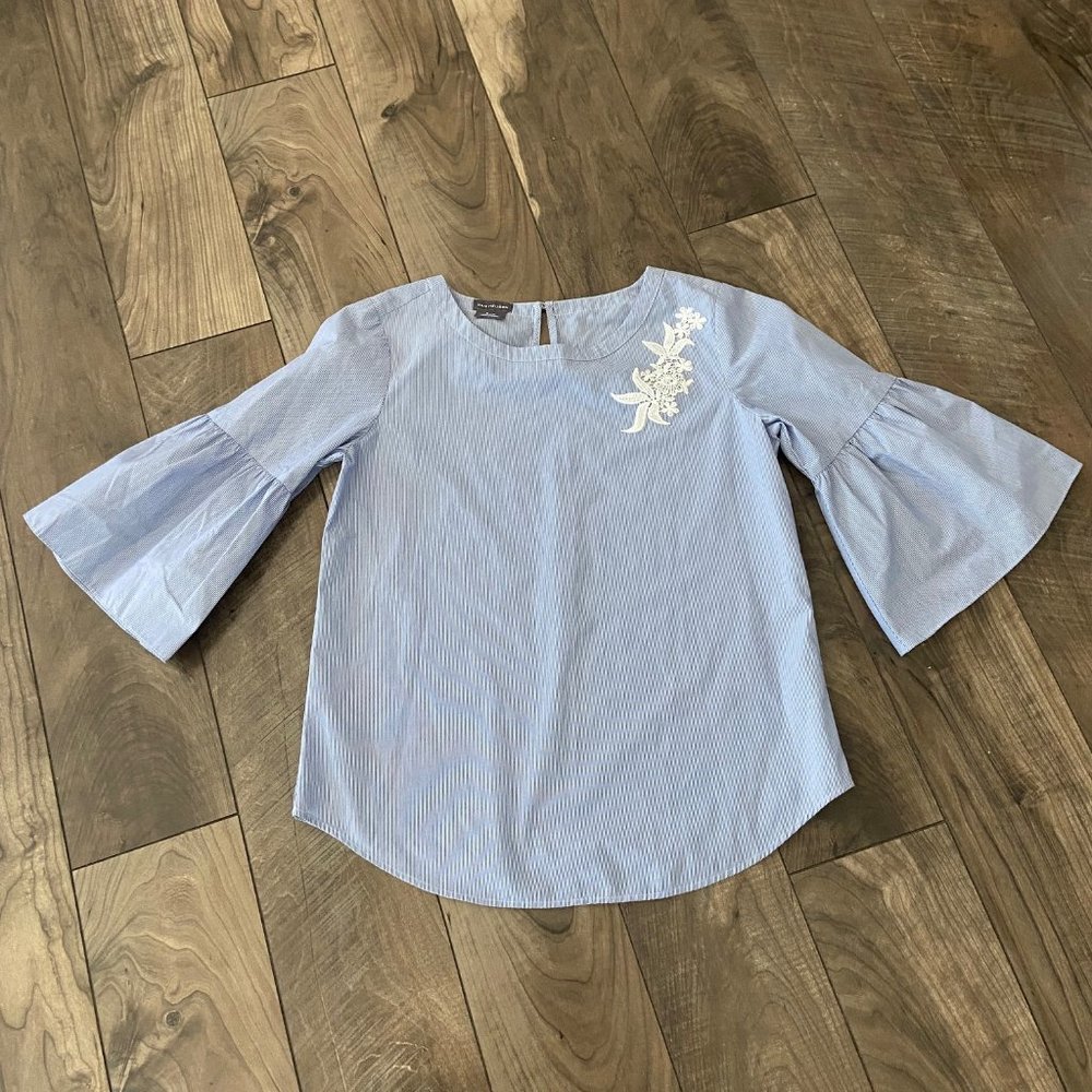 Van Heusen Pin Stripe Bell Sleeve Blouse